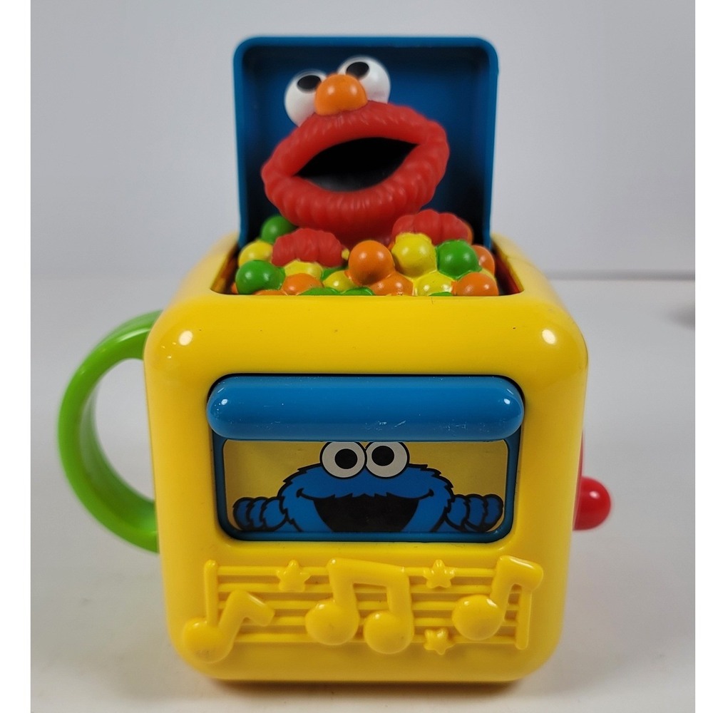 Vintage 1996 Tyco Sesame Street Elmo Jack in the Box Musical Toy Cookie Monster